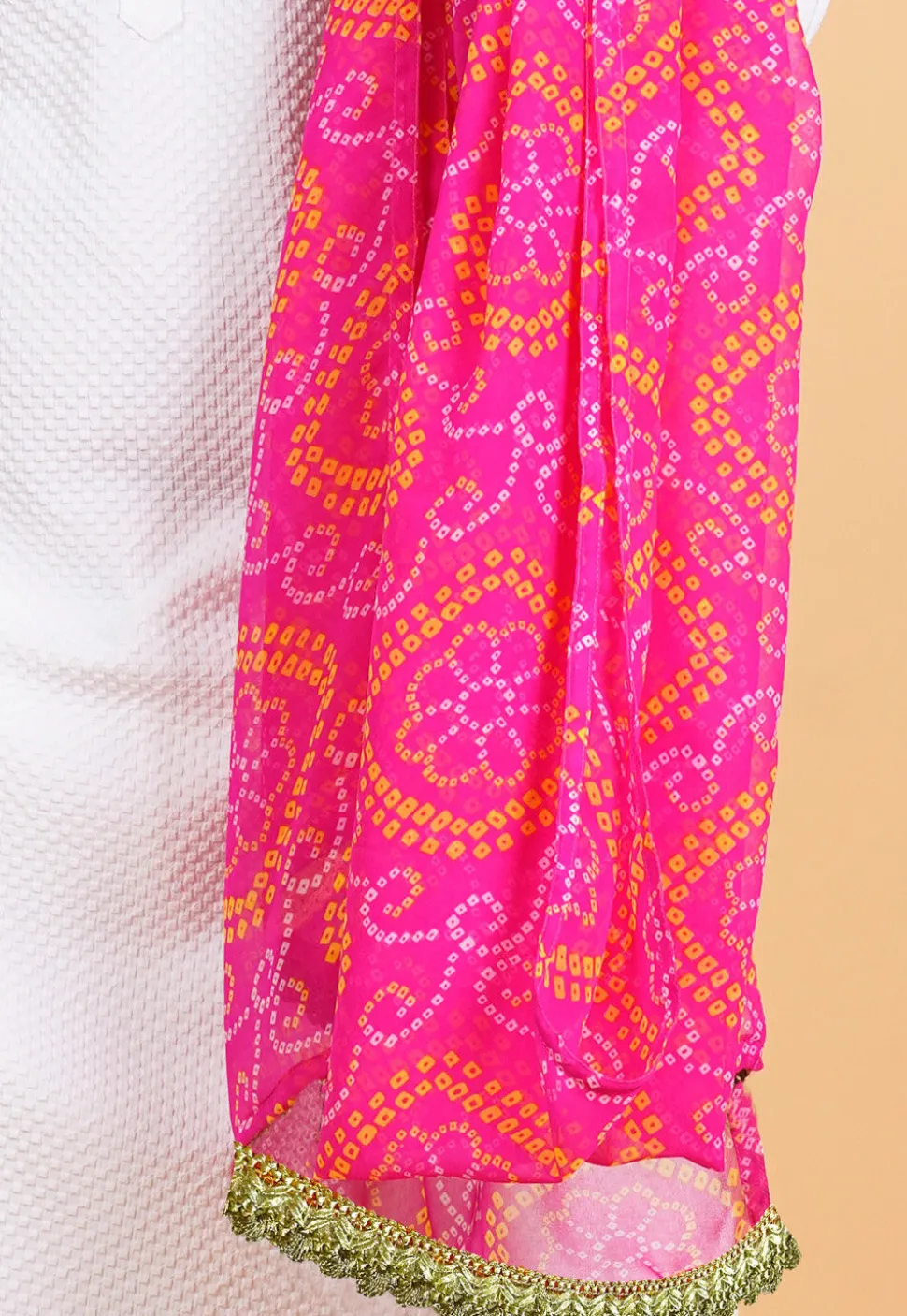 Bandhej Printed Georgette Men Dupatta in Pink