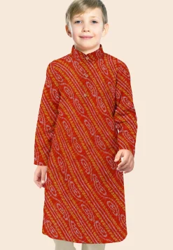 Bandhej Printed Georgette Kurta in Red