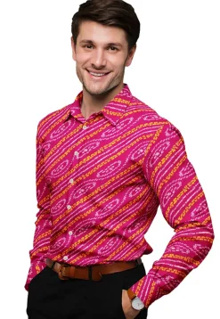 Bandhej Printed Georgette Shirt in Fuchsia
