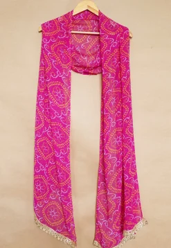 Bandhej Printed Georgette Men Dupatta in Pink