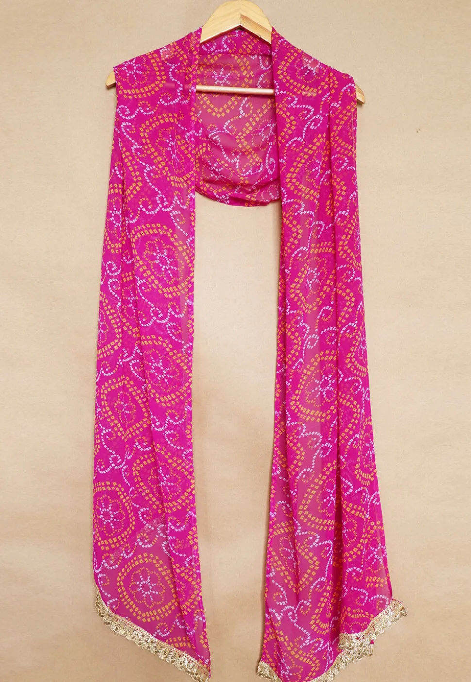 Bandhej Printed Georgette Men Dupatta in Pink