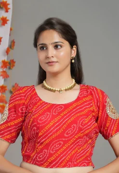 Bandhej Printed Georgette Blouse in Red