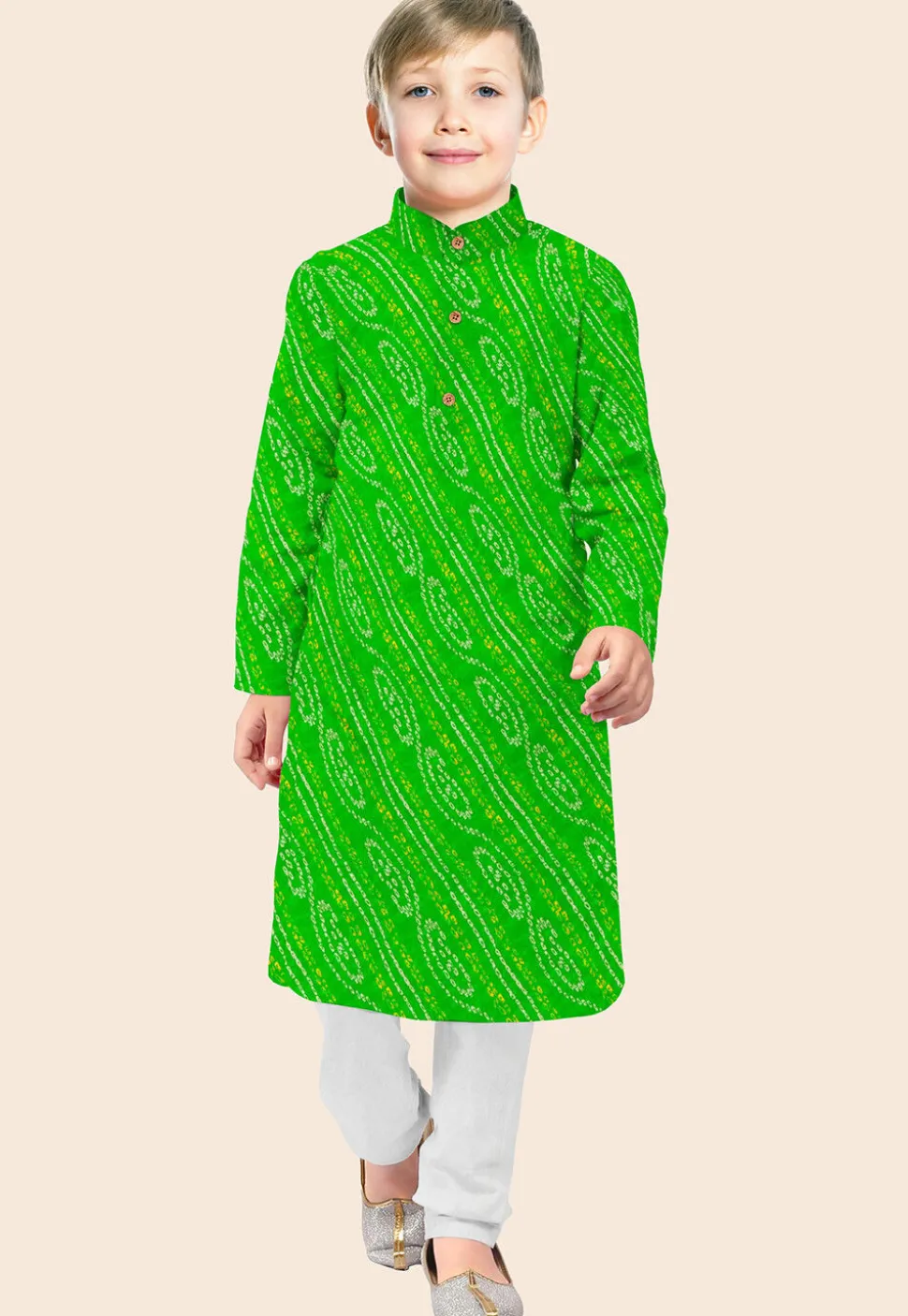 Bandhej Printed Georgette Kurta Set in Green