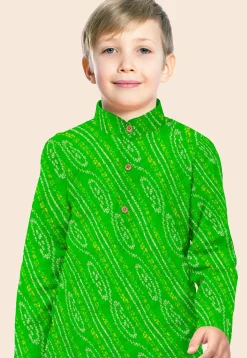 Bandhej Printed Georgette Kurta Set in Green
