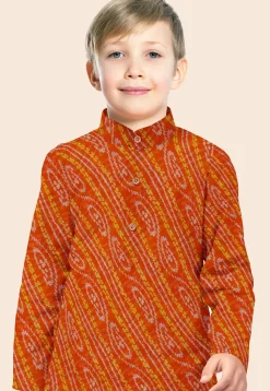 Bandhej Printed Georgette Kurta in Orange