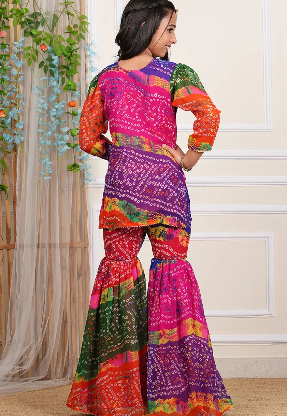 Bandhej Printed Georgette Pakistani Suit in Multicolor