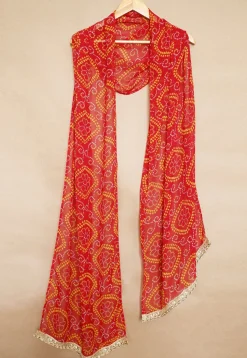 Bandhej Printed Georgette Men Dupatta in Red