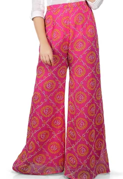 Bandhej Printed Georgette Palazzo in Fuchsia
