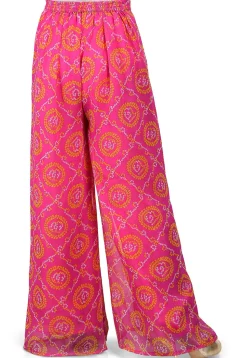 Bandhej Printed Georgette Palazzo in Fuchsia
