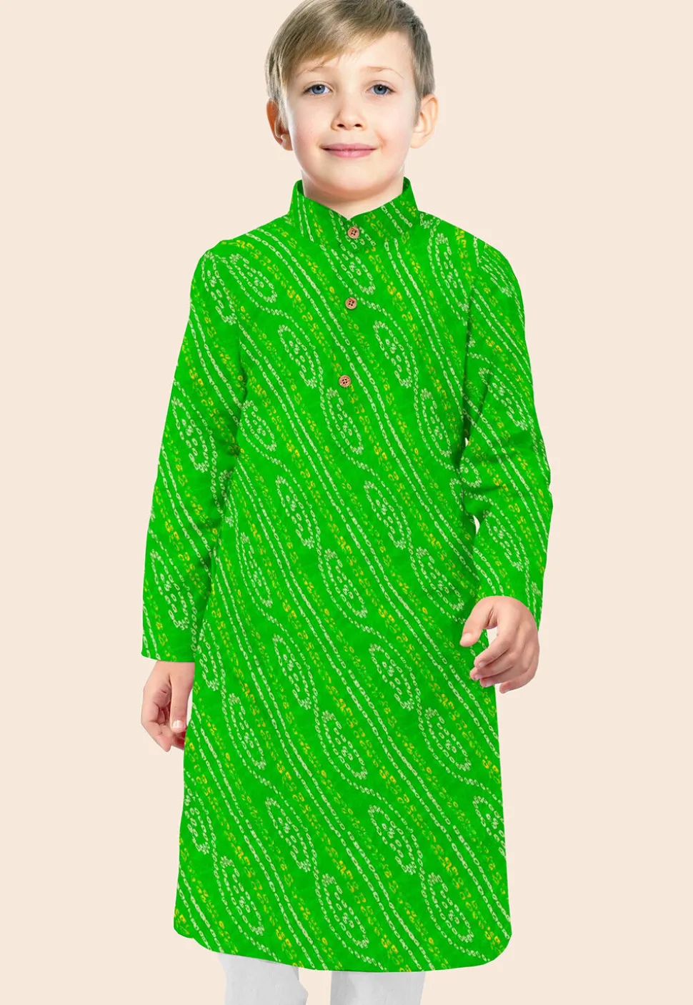 Bandhej Printed Georgette Kurta in Green