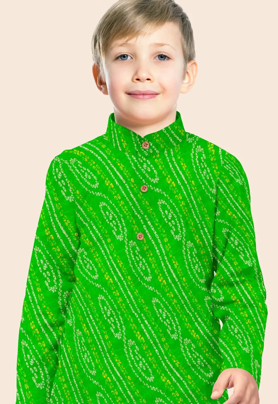 Bandhej Printed Georgette Kurta in Green