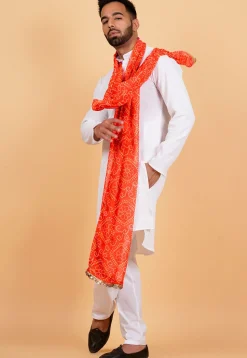 Bandhej Printed Georgette Dupatta in Orange
