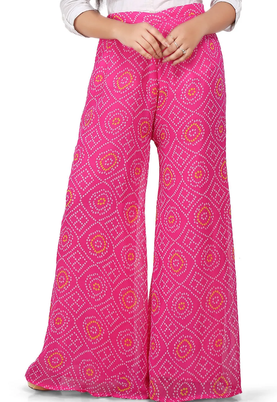 Bandhej Printed Georgette Palazzo in Fuchsia