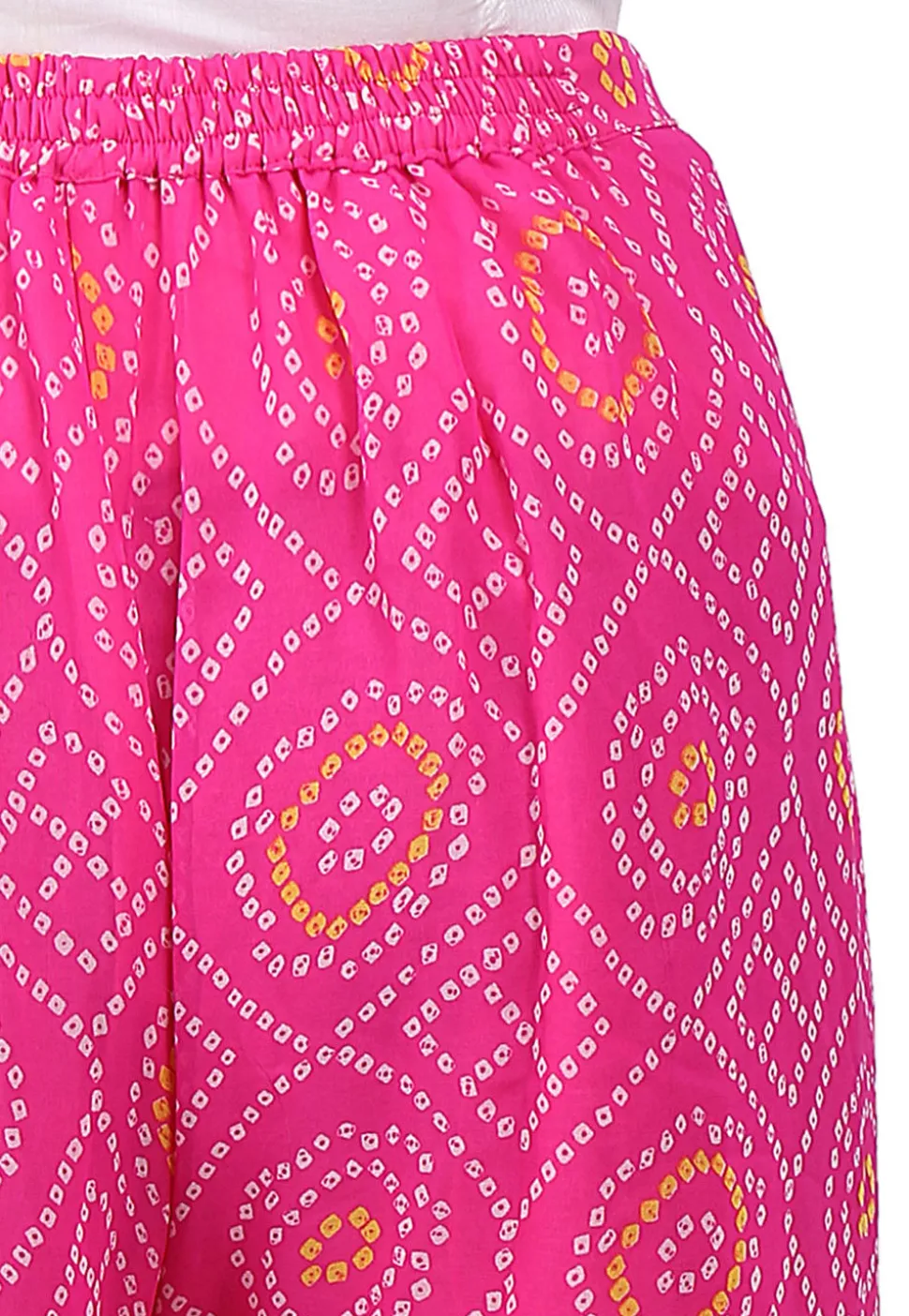 Bandhej Printed Georgette Palazzo in Fuchsia