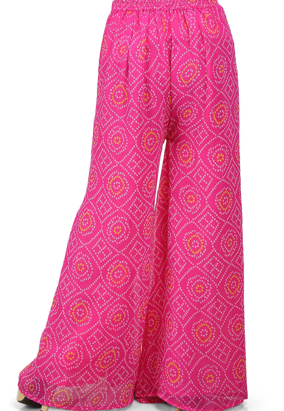 Bandhej Printed Georgette Palazzo in Fuchsia
