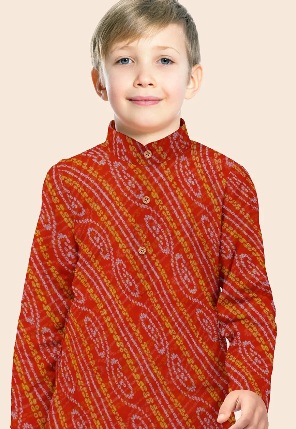 Bandhej Printed Georgette Kurta Set in Red