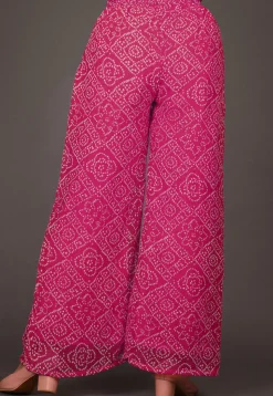 Bandhej Printed Georgette Palazzo in Fuchsia