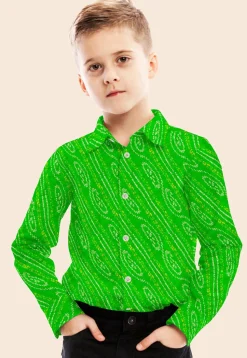 Bandhej Printed Georgette Shirt in Green