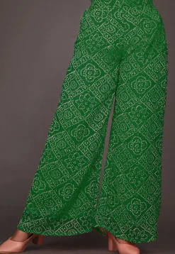 Bandhej Printed Georgette Palazzo in Green