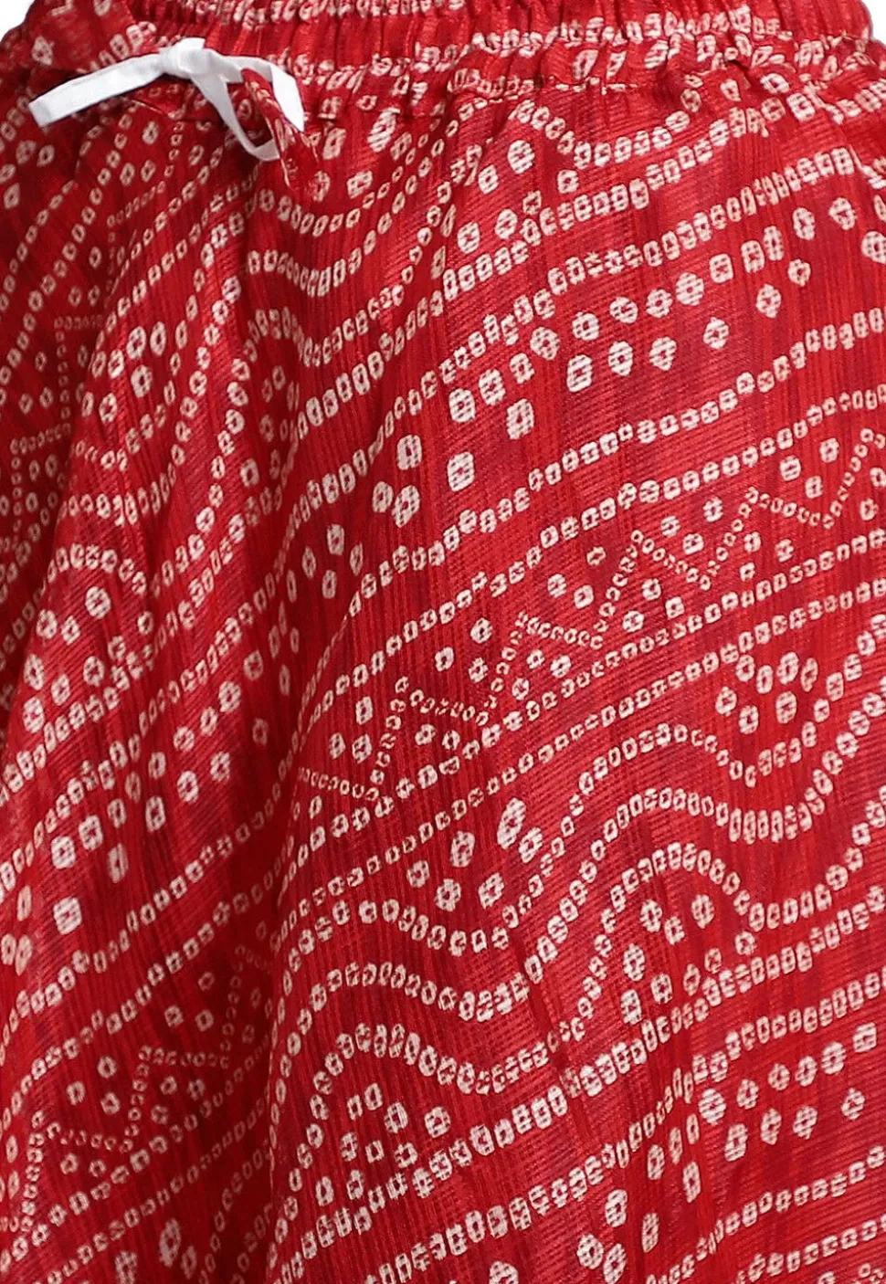 Bandhej Printed Kota Doria Skirt in Red