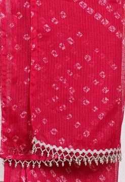 Bandhej Printed Kota Doria Men Dupatta in Fuchsia