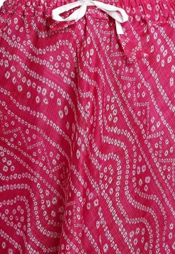 Bandhej Printed Kota Doria Skirt in Magenta