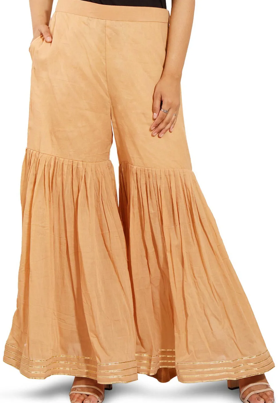 Bandhej Printed Kota Silk Straight Suit in Shaded Orange and Pink