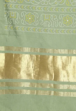 Bandhej Printed Muslin Silk Dupatta in Green