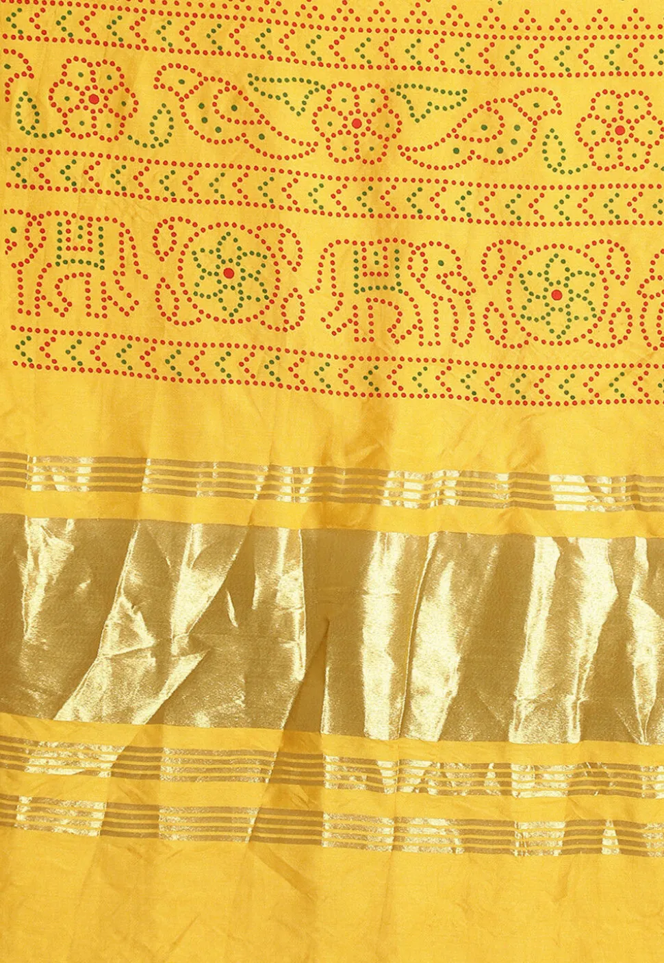 Bandhej Printed Muslin Silk Dupatta in Yellow