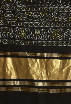 Bandhej Printed Muslin Silk Dupatta in Black
