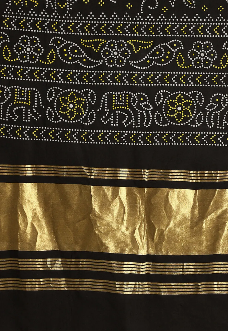 Bandhej Printed Muslin Silk Dupatta in Black