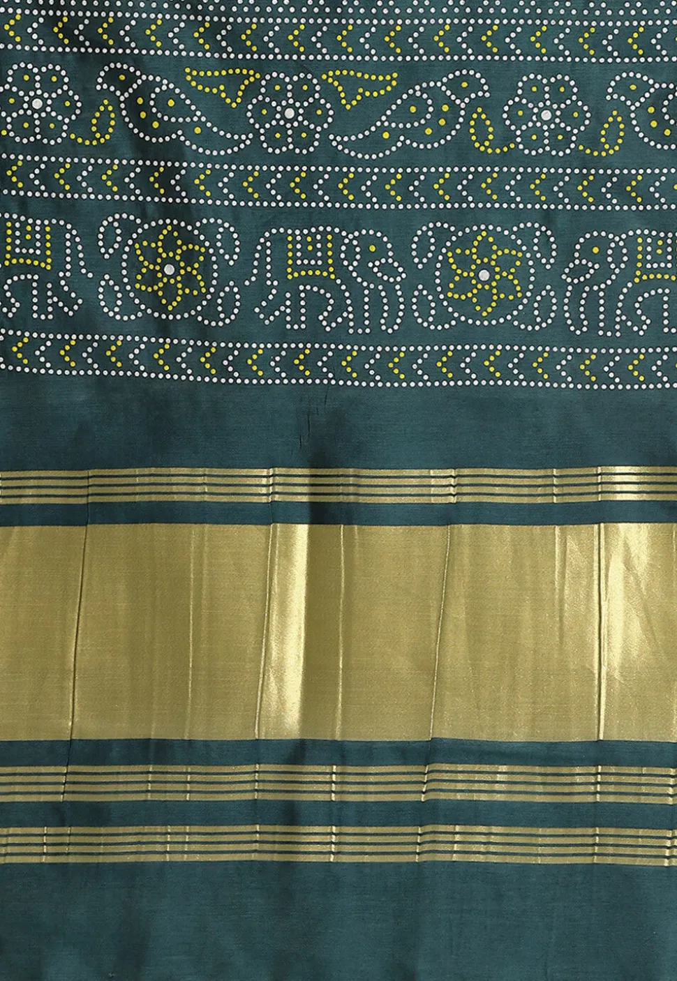 Bandhej Printed Muslin Silk Dupatta in Dark Teal Green
