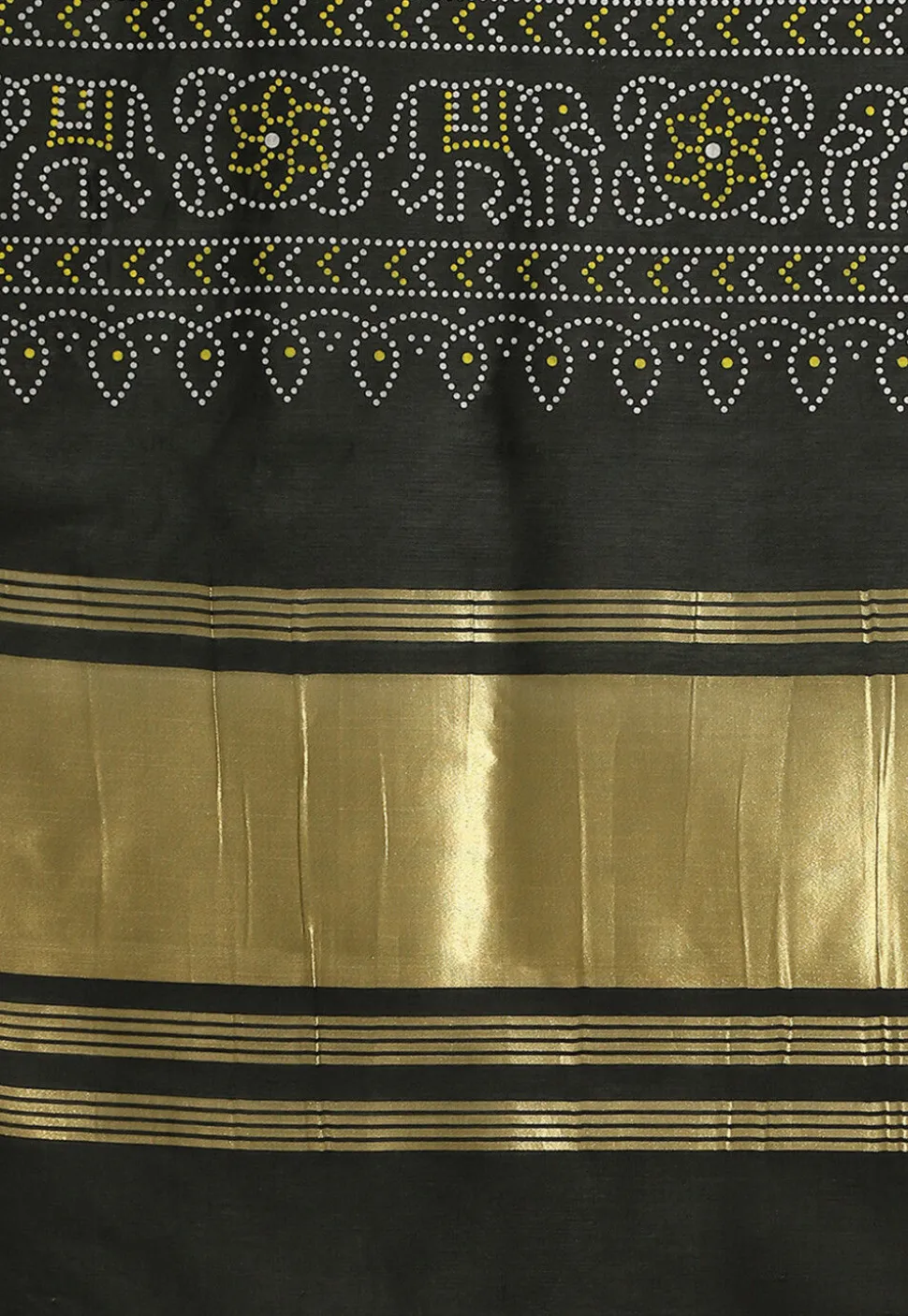 Bandhej Printed Muslin Silk Dupatta in Black