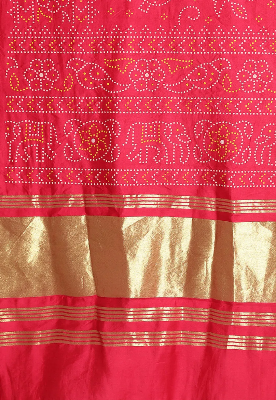 Bandhej Printed Muslin Silk Dupatta in Fuchsia