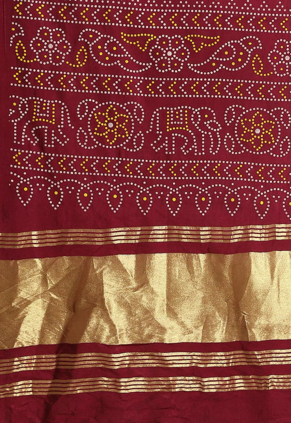 Bandhej Printed Muslin Silk Dupatta in Maroon
