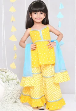 Bandhej Printed Pure Cotton Pakistani Suit in Yellow