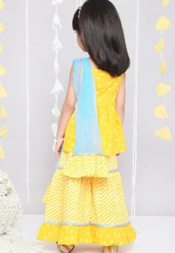 Bandhej Printed Pure Cotton Pakistani Suit in Yellow