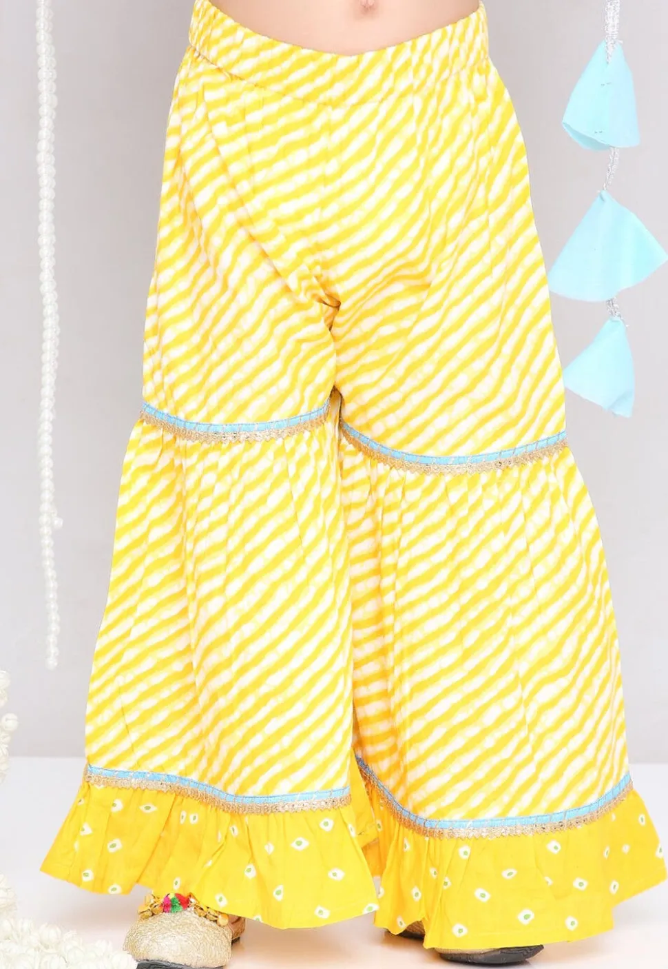 Bandhej Printed Pure Cotton Pakistani Suit in Yellow