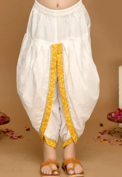 Bandhej Printed Pure Cotton Tunic Set in Yellow