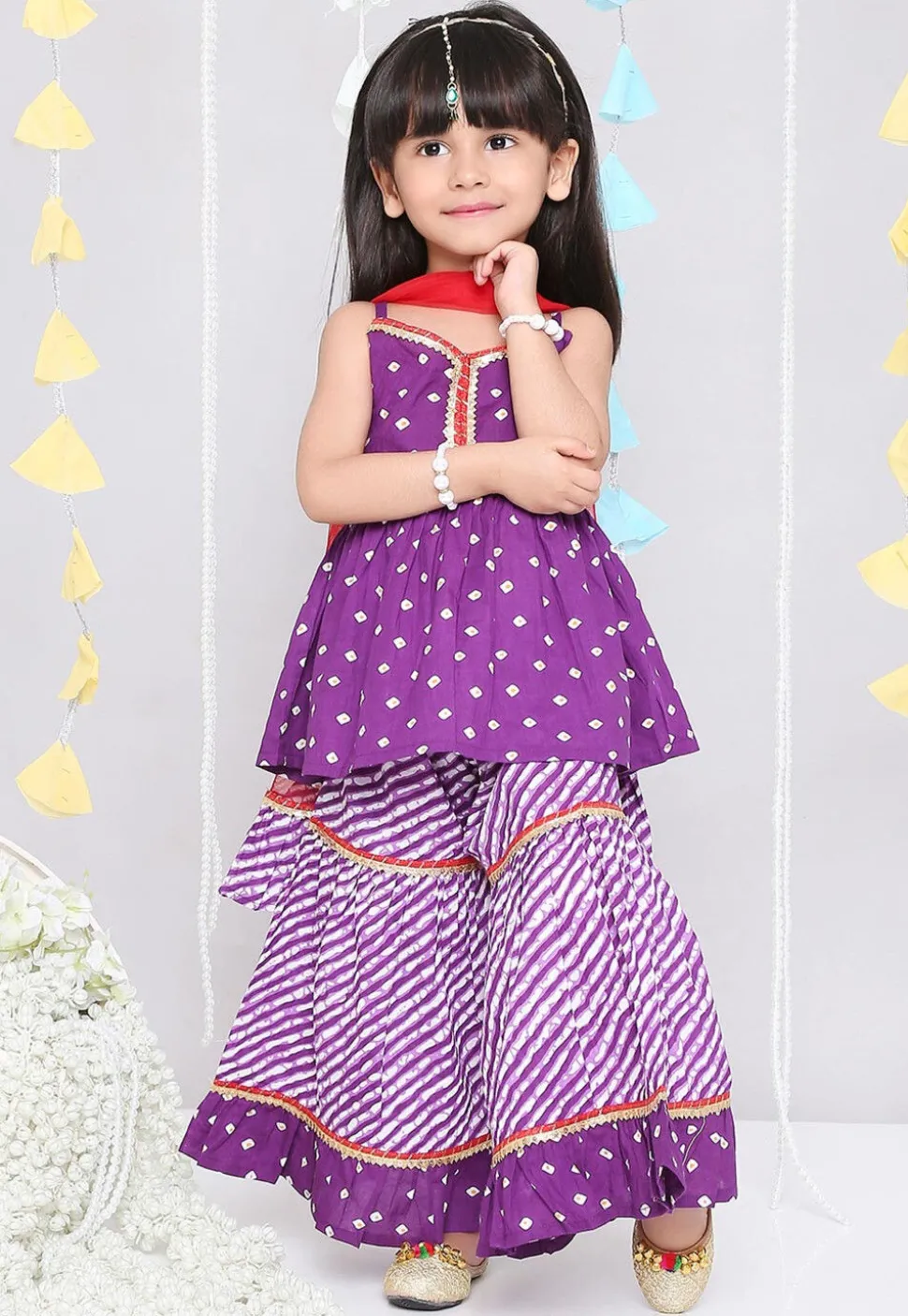 Bandhej Printed Pure Cotton Pakistani Suit in Purple