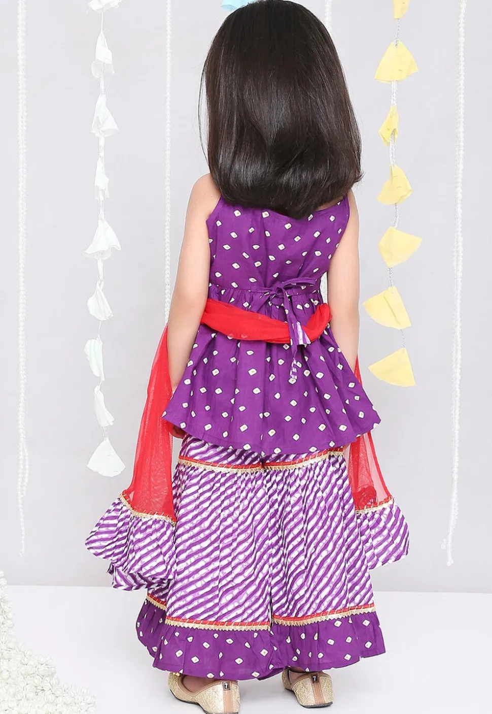 Bandhej Printed Pure Cotton Pakistani Suit in Purple