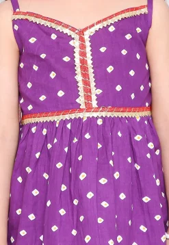 Bandhej Printed Pure Cotton Pakistani Suit in Purple