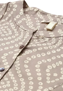 Bandhej Printed Rayon Tunic in Light Fawn