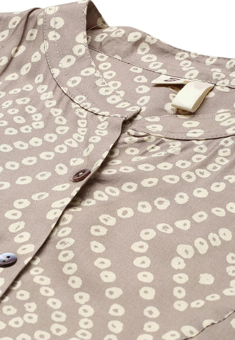 Bandhej Printed Rayon Tunic in Light Fawn