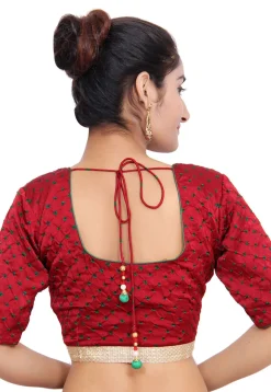 Bandhej Pure Satin Padded Blouse in Maroon
