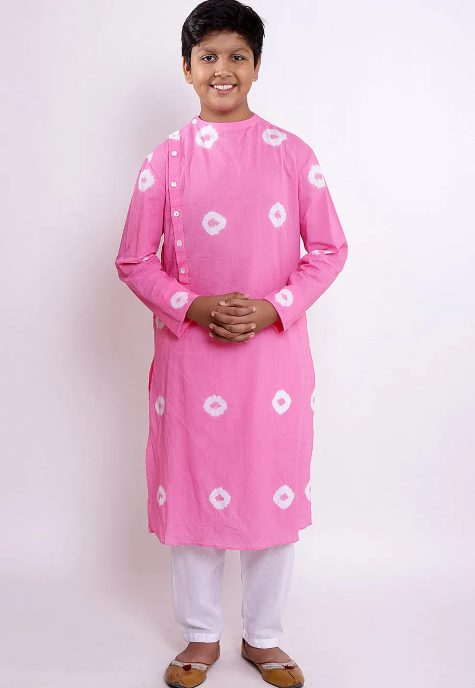 Batik Printed Cotton Kurta in Pink