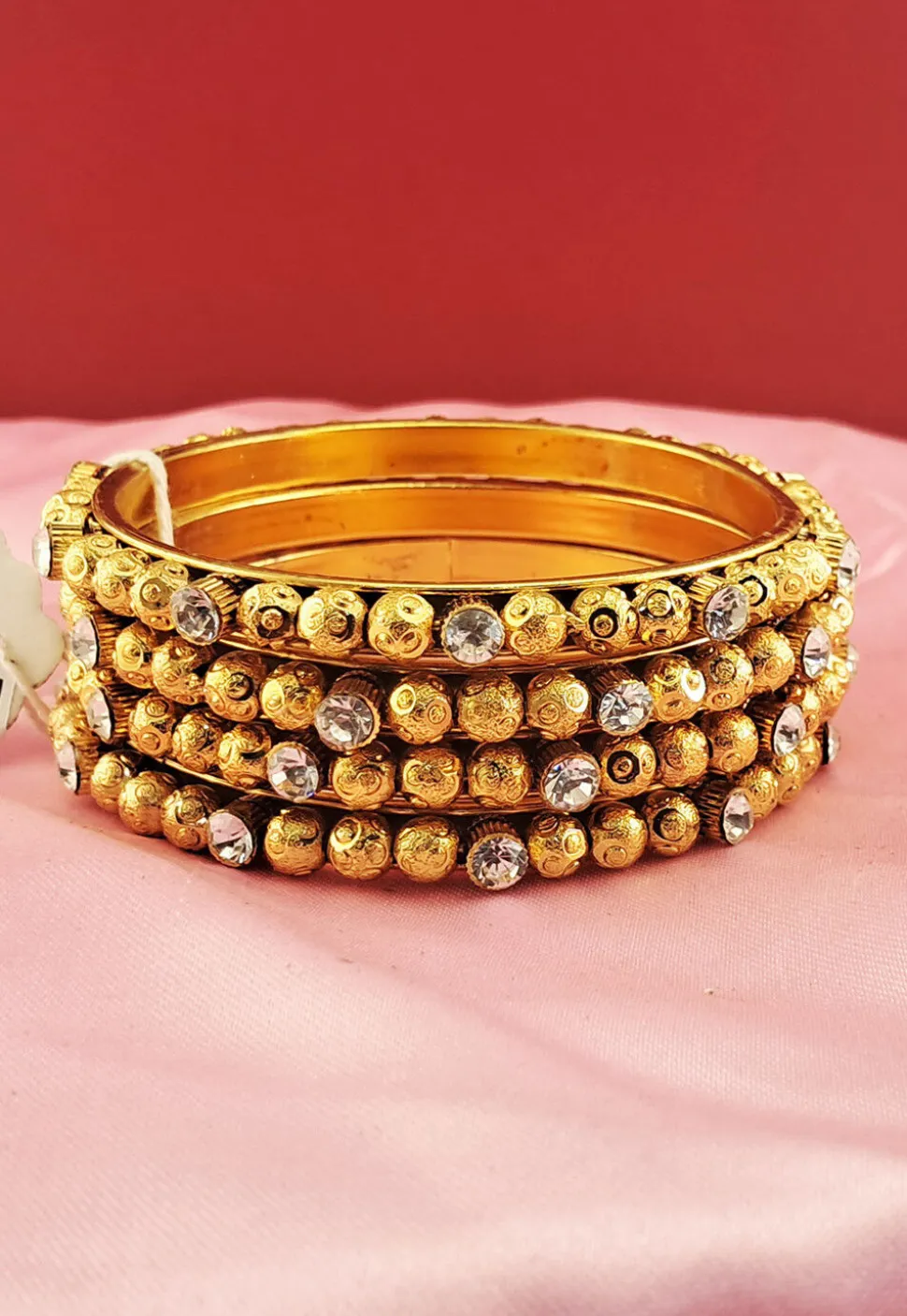 Beaded Golden Plated Bangle Set