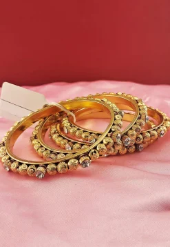 Beaded Golden Plated Bangle Set