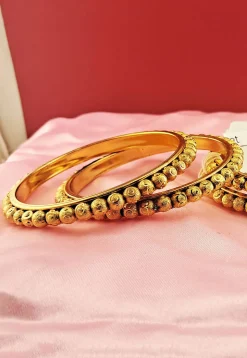 Beaded Golden Plated Bangle Set