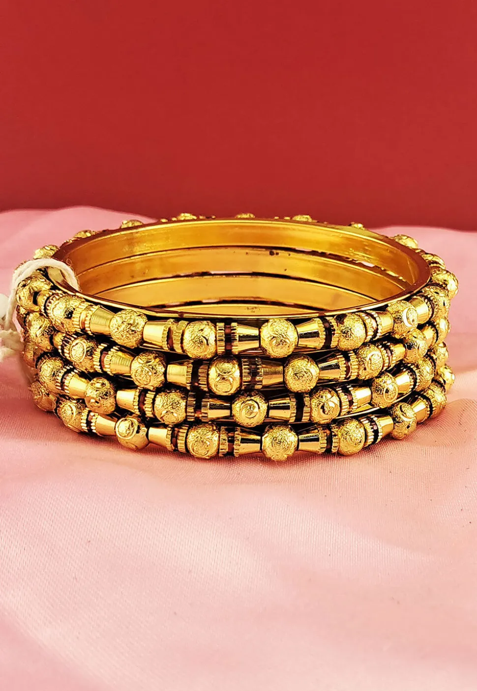 Beaded Golden Plated Bangle Set
